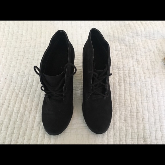 Black Suede Heel Booties - Picture 2 of 5
